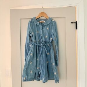 Mini Boden Chambray Bunny Embroidered Shirt Dress